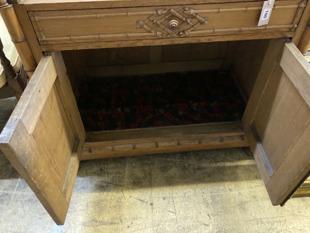 A Victorian pine faux bamboo washstand, width 91cm, depth 48cm, height 95cm